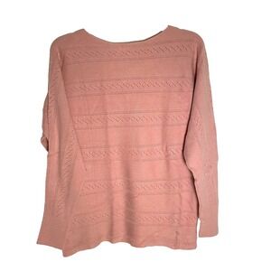Vila Milano‎ Sweater Womens Medium Rose Pink Solid Dolman Batwing Long Sleeve